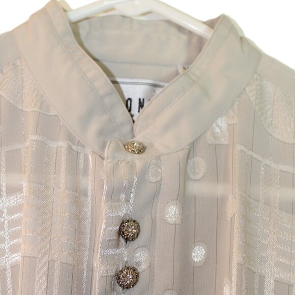 Pronti Collection by Phita Tan, Cream Long Sleeve Dress Shirt Size M - Picture 3 of 10